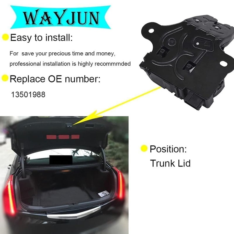 WayJun Trunk Lid Latch Lock Actuator Compatible with Select Chevy Camaro Cruze Impala Sonic Cruze Malibu and Buick Cascada Regal Verano Lacrosse Allure and Cadillac ATS CTS XTS ELR Models, 13501988 - Image 4